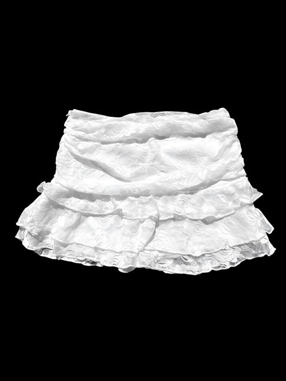 SHEIN Size XS White Lace Ruffled Hem Skirt With Shorts